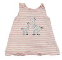 Ružovo-biele pruhované šaty s žirafami  Bluezoo