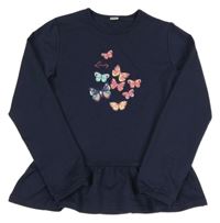 Tmavomodré mikinotriko s motýly