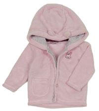 Svetloružová chlpatá prepínaci mikina so zajícem a kapucňou Ergee