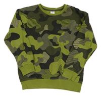 Kaki-čierno-zelená army mikina