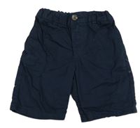 Tmavomodré plátěné kraťasy H&M