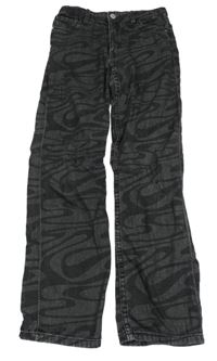 Tmavošedo-čierne vzorované straight waist rifle H&M