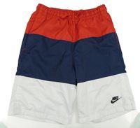 Červeno-tmavomodro-bílé plážové kraťasy s logem Nike