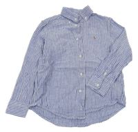 Modro-bílá pruhovaná lněná košile Ralph Lauren