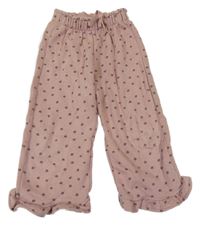 Světlehnědé květované wide leg tepláky s volánky ZARA
