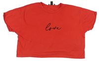 Červené crop tričko s nápisom New Look