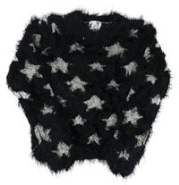 Čierny chlpatý sveter s hviezdami