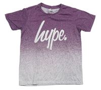 Fialovo-biele tričko s logom Hype