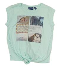 Svetlozelené crop tričko s potlačou Tom Tailor