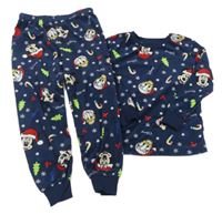Tmavomodré plyšové pyžamo s Mickeym Primark