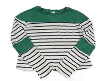 Bielo-čierno-zelené pruhované crop tričko Shein