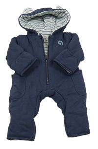 Tmavomodrá tepláková zateplená kombinéza s kapucí La Redoute