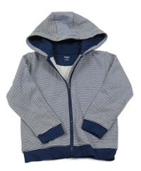 Tmavomodro-bílá pruhovaná propínací mikina s kapucí M&S