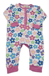 Bílo-růžový overal s kytičkami Jojo Maman Bébé