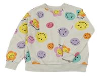 Biela mikina so smajlíkmi H&M