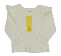 Nové - Bílé žebrované triko s volánky 