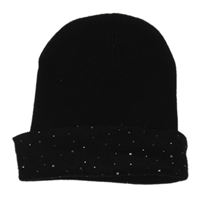 Černá pletená čepice s kamínky 