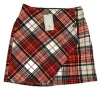 Nové - Červeno-černo-bílá kostkovaná skort sukně Tu
