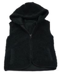Čierna huňatá prepínaci vesta s kapucňou George