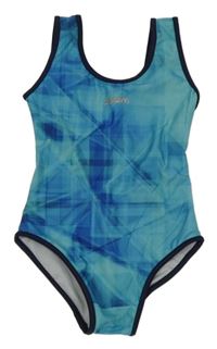 Modro-svetlomodré vzorované jednodielne plavky Zagano