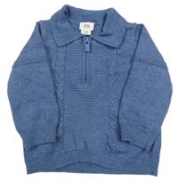 Modrý sveter so vzorom a golierikom River Island