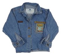 Modrá rifľová bunda s nášivkou