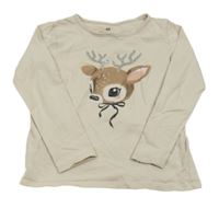 Béžové tričko so srnkou H&M
