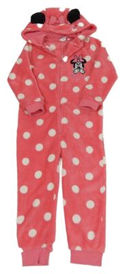 Korálová chlupatá kombinéza s Minnií a kapucí Disney