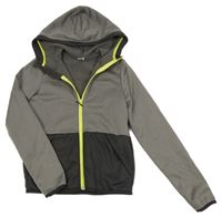 Šedo-antracitová softshellová zateplená bunda s kapucí Decathlon