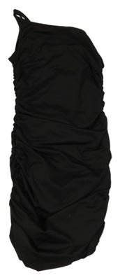 Černé nařasené šaty s jedním rukávem Shein