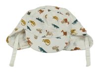 Bílá mušelínová kšiltovka se zvířátky F&F