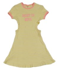 Žlto-biele pruhované rebrované bavlnené šaty s průstřihy zn.Kiabi