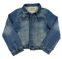 Modrá tepláková riflová bunda s nápisem Someday Soon