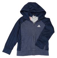Tmavomodrá prepínaci športová mikina s logom a kapucňou Adidas