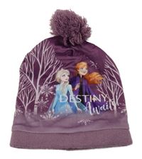 Fialová zamatová čapica s Frozen a kapucňou