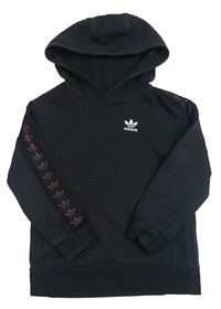 Černá mikina s kapsou a kapucí Adidas