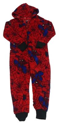 Červeno-čierna plyšová kombinéza so Spider-many a kapucňou MARVEL