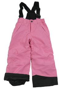 Růžovo-černé šusťákové funkční zimní oteplovačky s kšandami crane