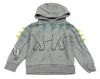 Sivá melírovaná mikina s dinosaurom a ostny a kapucňou C&A