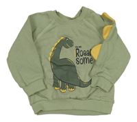 Světlekhaki mikina s dinosaurom a ostny Ergee