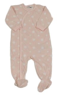 Světlerůžovo-bílý puntíkatý fleecový overal Ergee