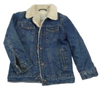 Modrá riflová zateplená bunda s huňatým límečkem Denim Co.