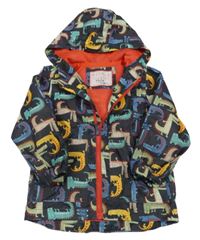 Tmavomodrá šušťáková jarná bunda s krokodýlky a kapucňou NUTMEG