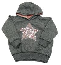 Antracitová mikina s hvězdou z flitrů a kapucňou Kiki&Koko