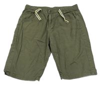 Tmavokhaki rifľové kraťasy YIGGA