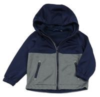 Tmavomodro-sivá softshellová bunda s kapucňou crane