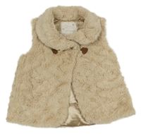 Smotanová kožušinová zateplená vesta s golierikom Matalan