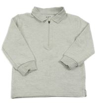 Svetlosivá melírovaná vzorovaná mikina s golierikom Next