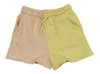 Žlto-svetloružové teplákové kraťasy F&F