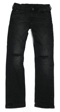 Černé skinny fit rifle s děravými koleny H&M